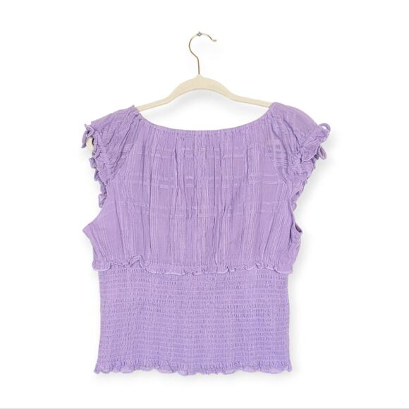 NWT Urban Outfitters BDG Lilac Nova Cap Sleeve Smocked Top Size L - Picture 2 of 10